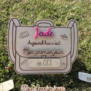 Pancarte en bois personnalisée – Premier jour de classe 📚✨