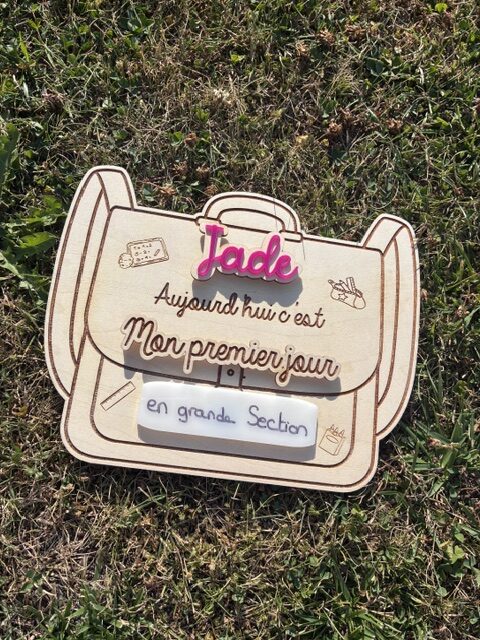Pancarte en bois personnalisée – Premier jour de classe 📚✨ – Image 3